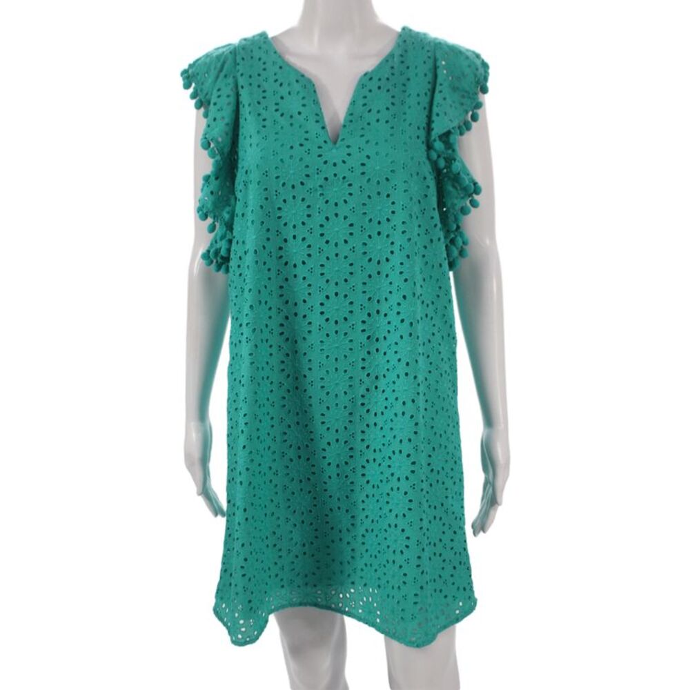 Lilly Pulitzer Women Shift Dress Green Floral Sleeveless V-Neck Size S